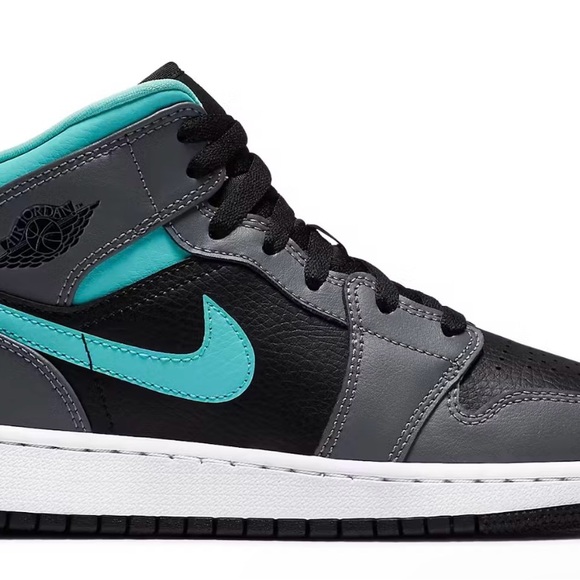 Air Jordan 1 Mid Gray Aqua Mens Sneaker Shoes 554724-063 Size 8.5 - Picture 5 of 5